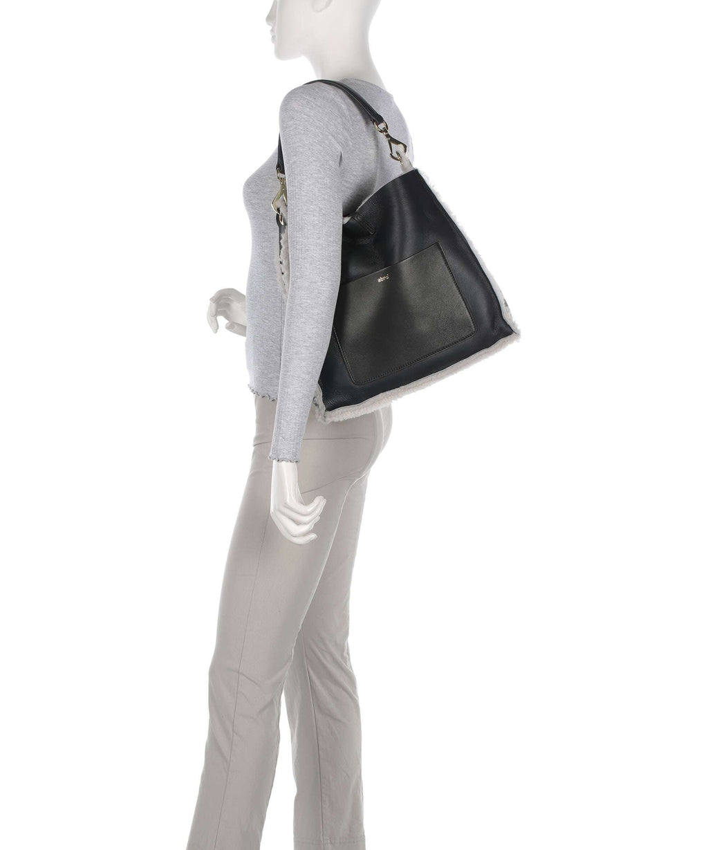 Abro Shearling Raquel Hobo bag black/white
