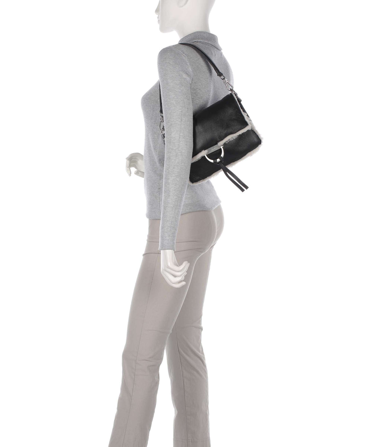 Abro Shearling Temi Shoulder bag black/white