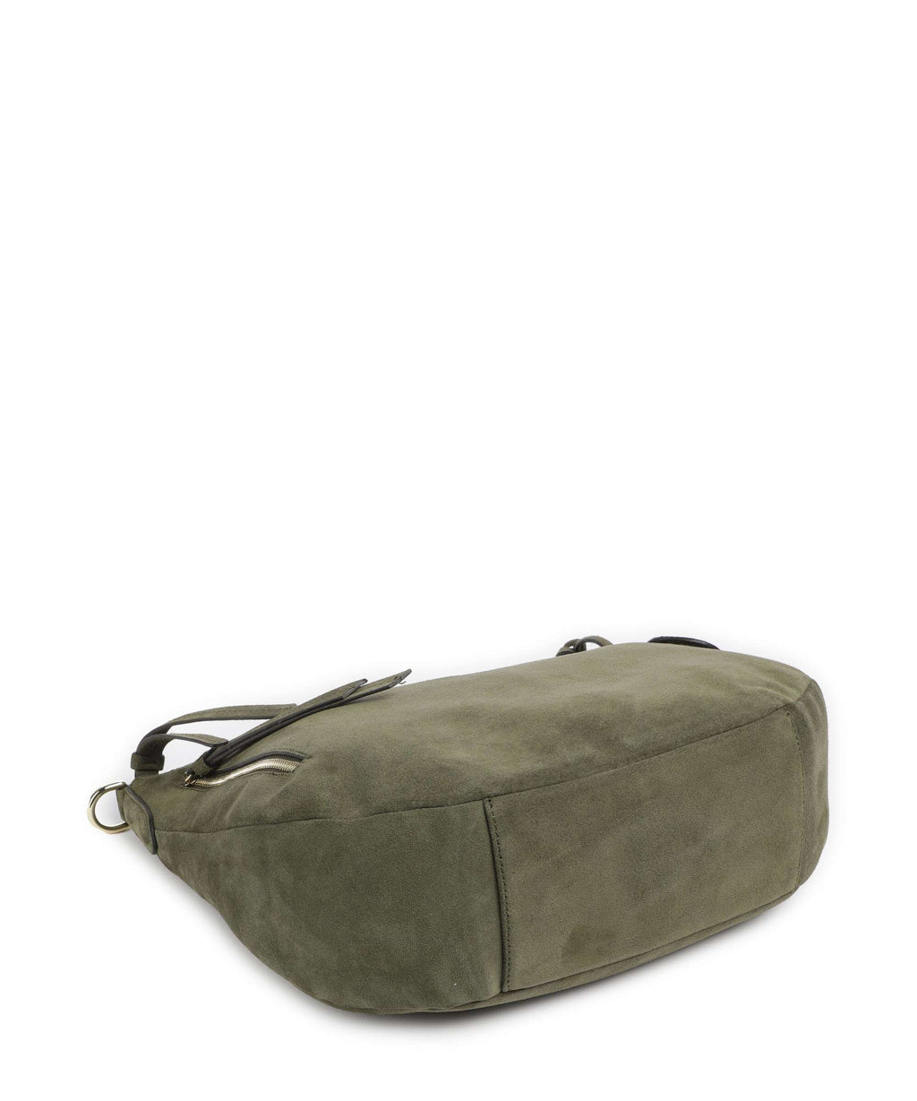 Abro Suede Juna Small Hobo bag oliv
