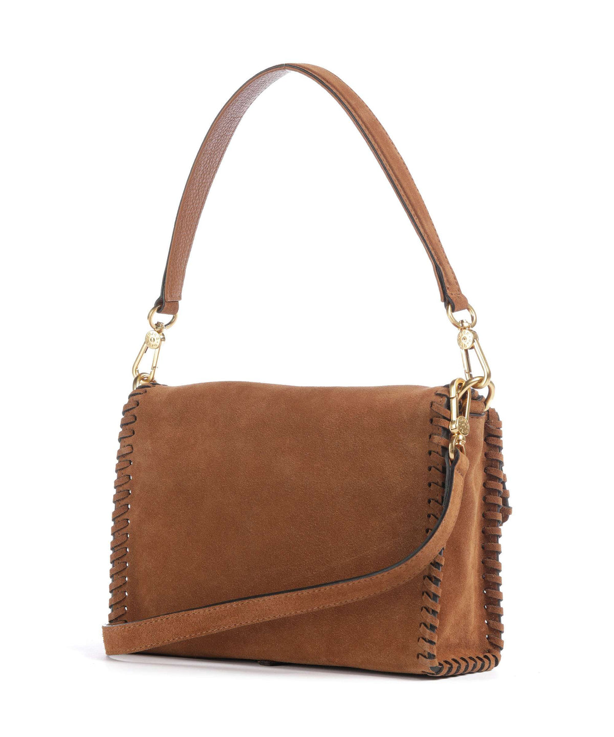 Abro Suede Temi Stitch Shoulder bag cuoio