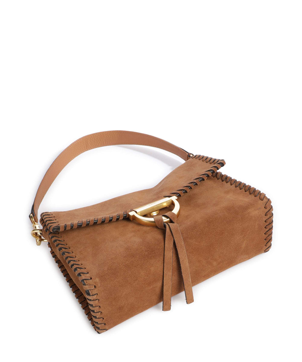 Abro Suede Temi Stitch Shoulder bag cuoio