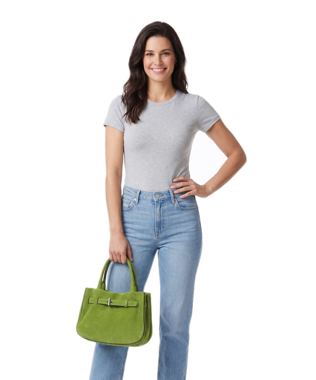 Abro Suede Jill Handbag lime