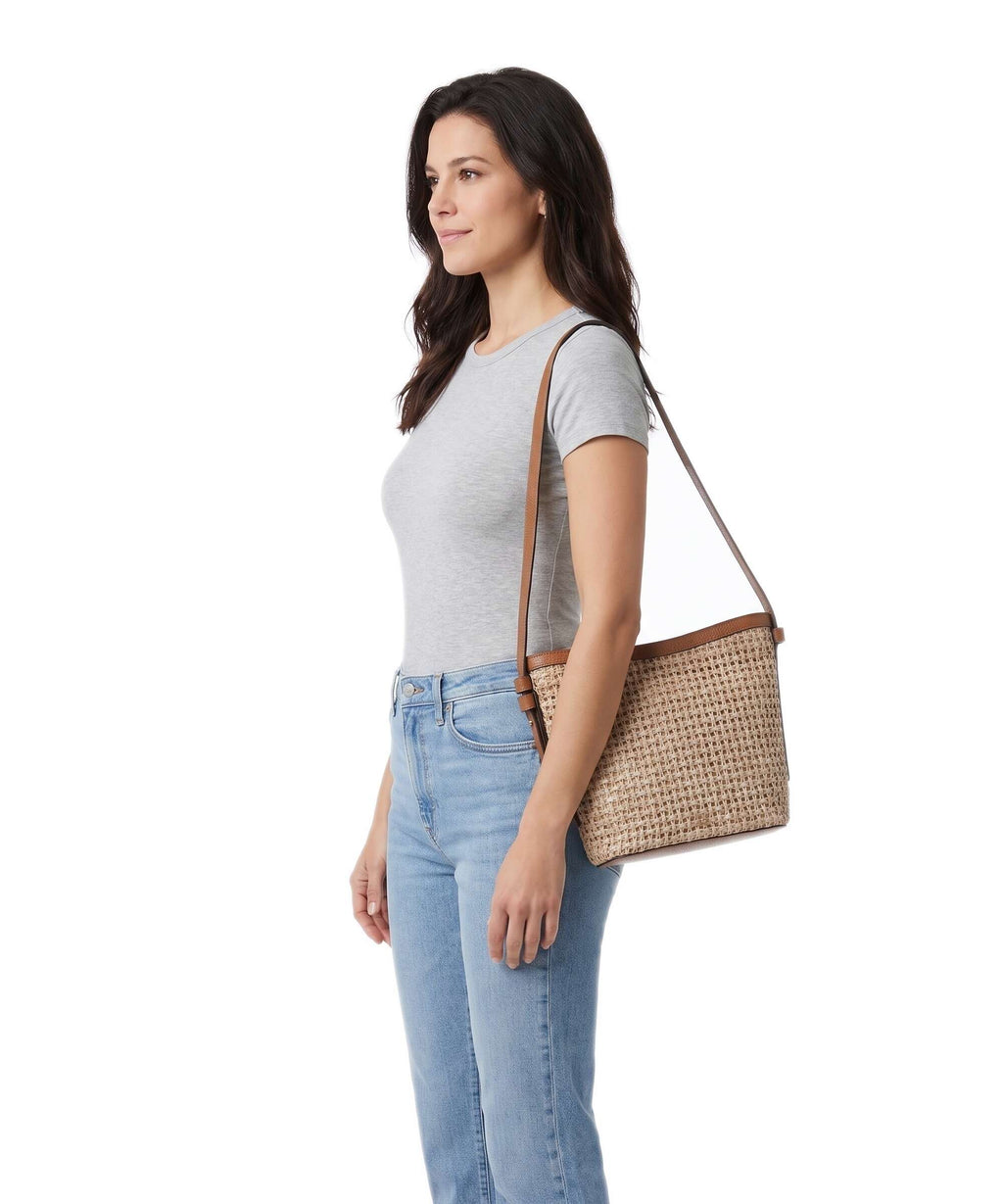 Abro Raffia Cordino Cosmo Crossbody bag caramel/cognac