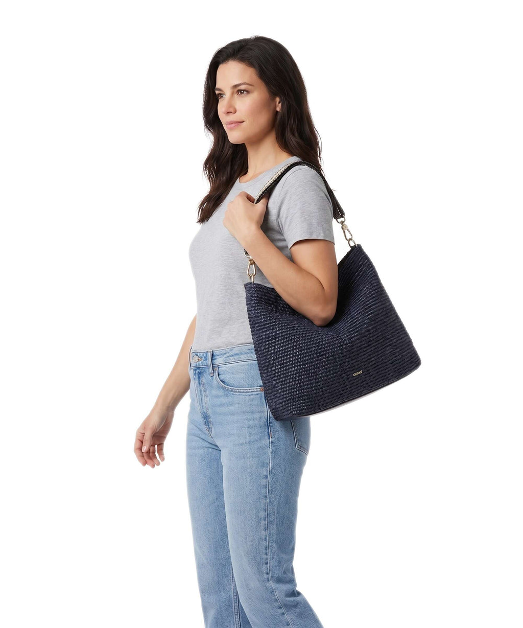 Abro Raffia Kaia Hobo bag navy