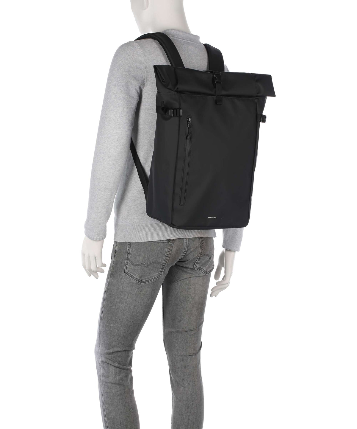 Sandqvist Stream L Rolltop backpack black