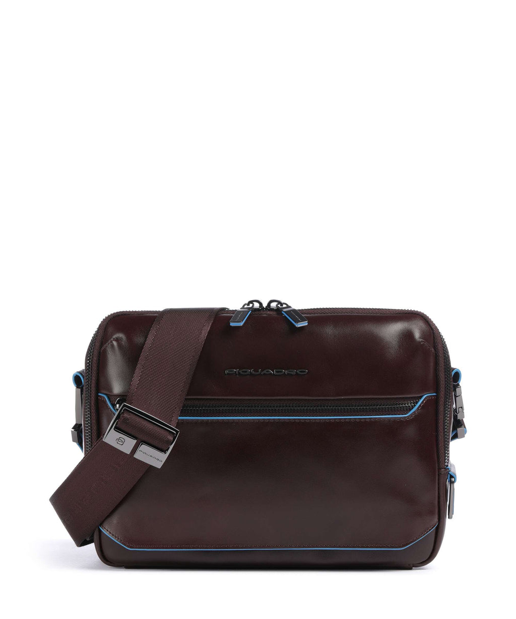 Piquadro Blue Square Crossbody bag mogano