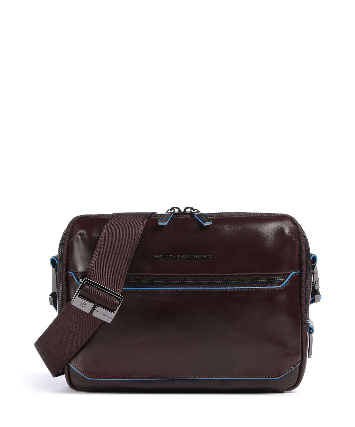Piquadro Blue Square Crossbody bag mogano