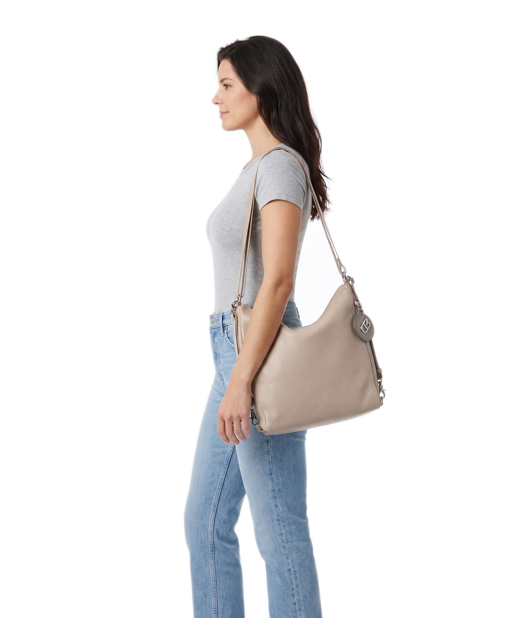 Mandarina Duck Mellow Leather Backpack bag warm taupe