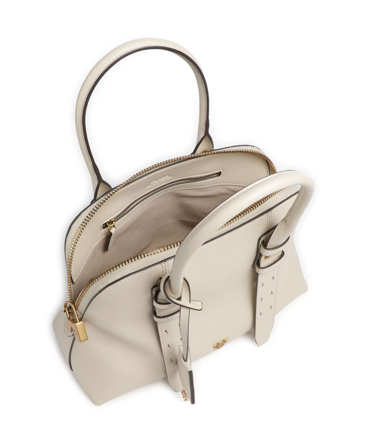 Pinko Bowling Medium Handbag bianco seta/antique gold