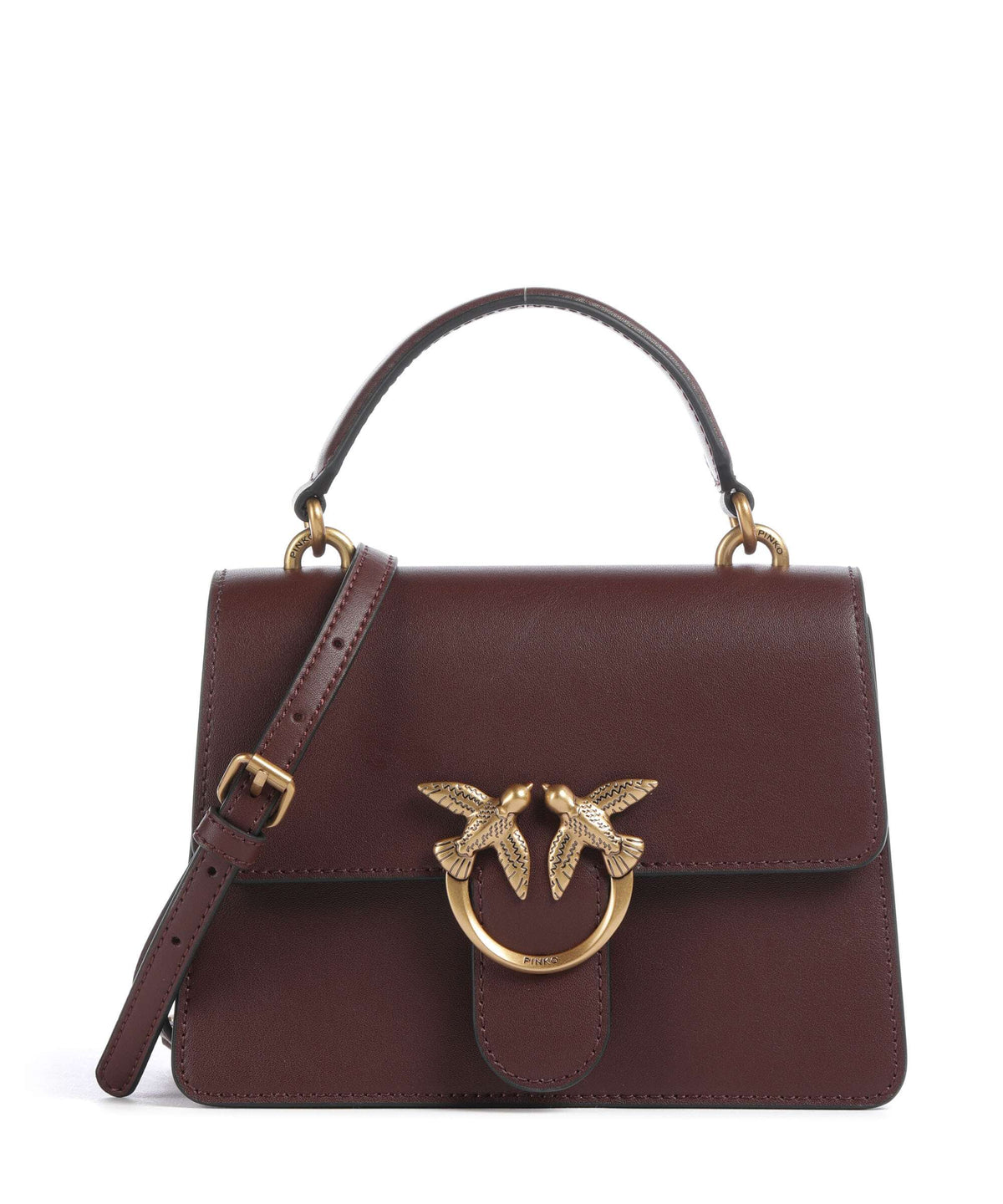 Pinko Love One Mini Handbag burgundy wine/antique gold