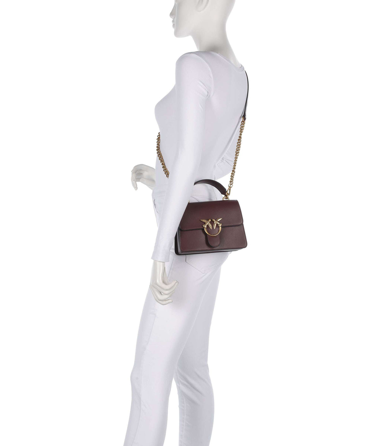 Pinko Love One Mini Handbag burgundy wine/antique gold