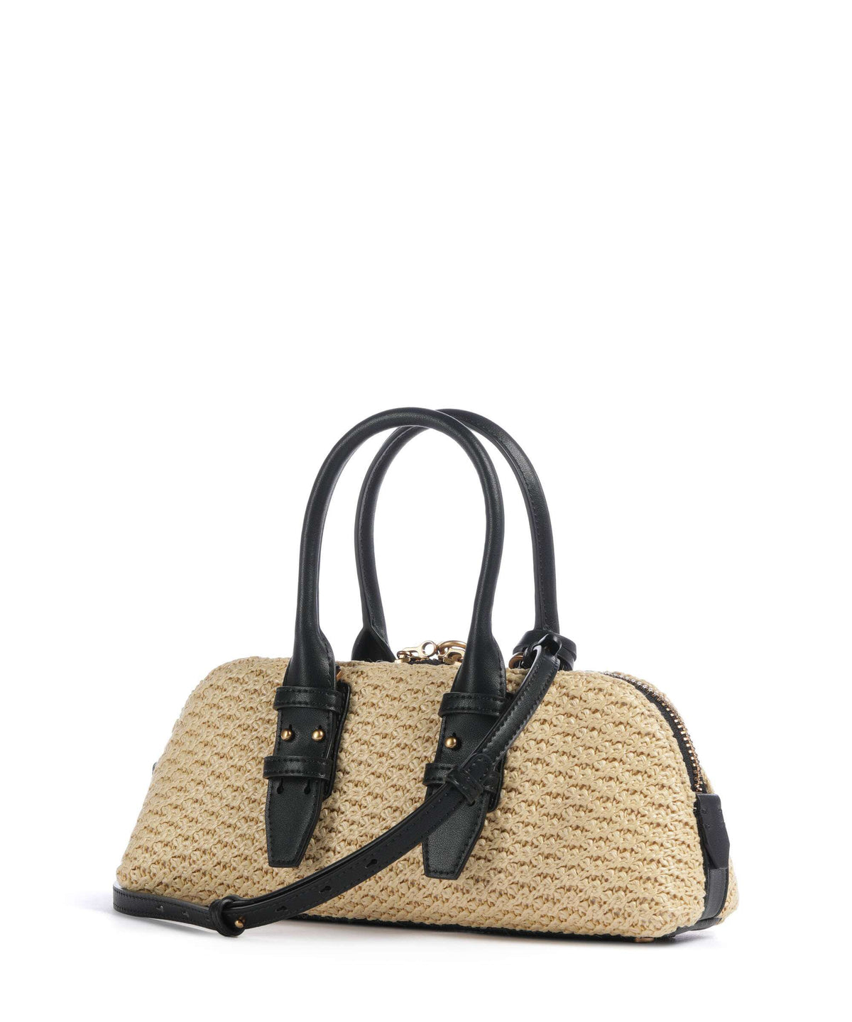 Pinko Bowling Horizontal Handbag rafia/nero/antique gold