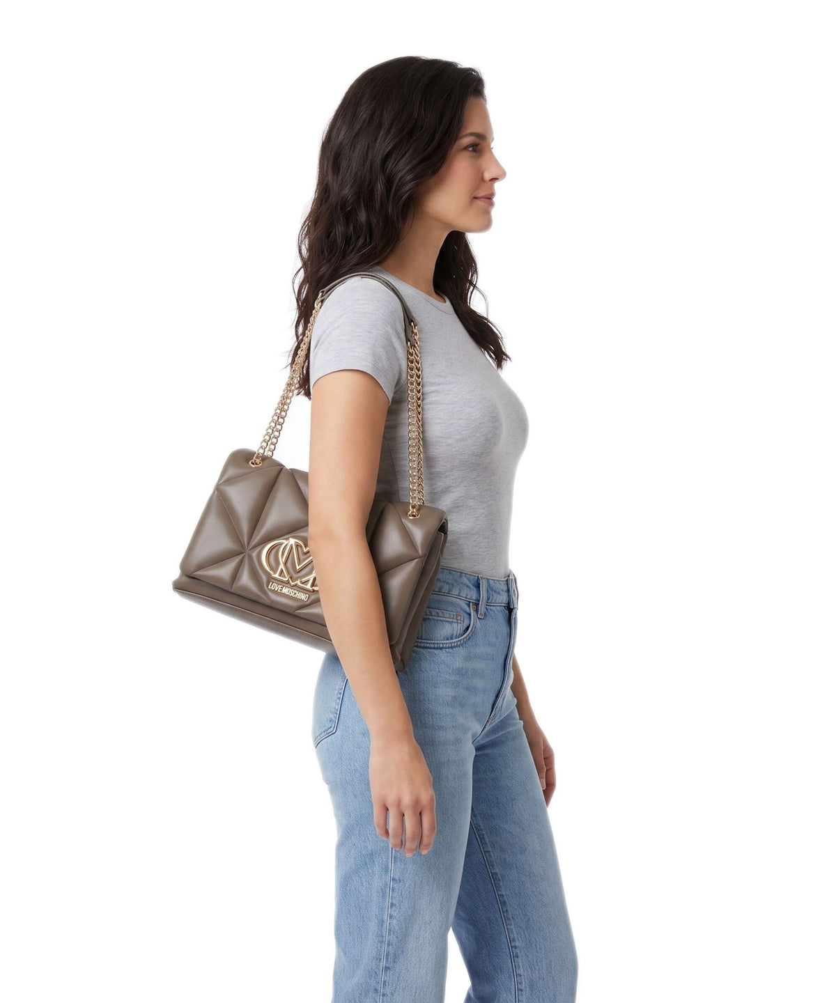 Love Moschino Embossed Q Shoulder bag mud