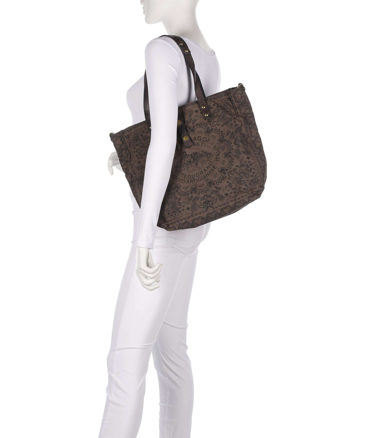 Campomaggi Tote bag verde militare/nera