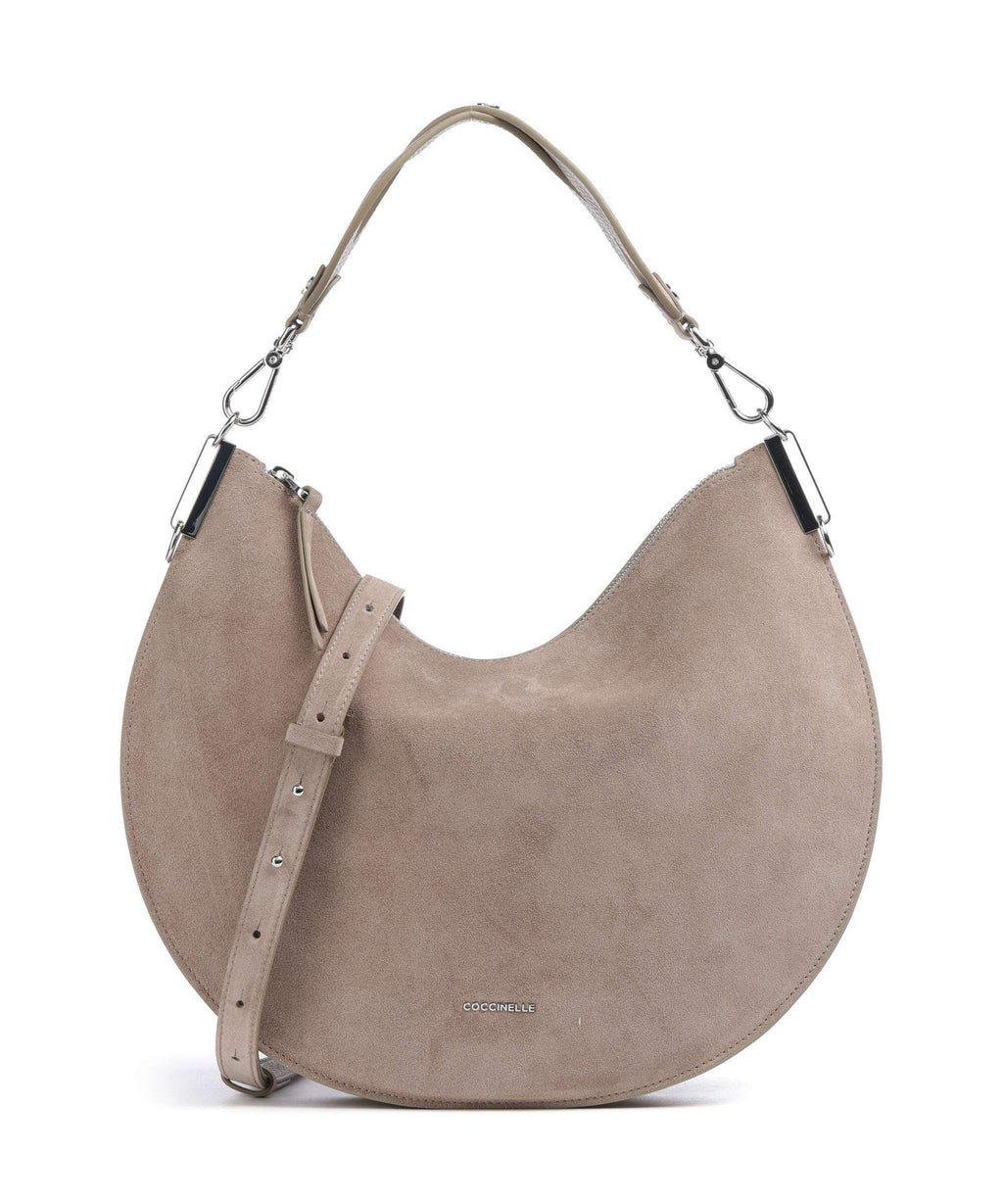 Coccinelle Sunup Suede Shoulder bag warm taupe