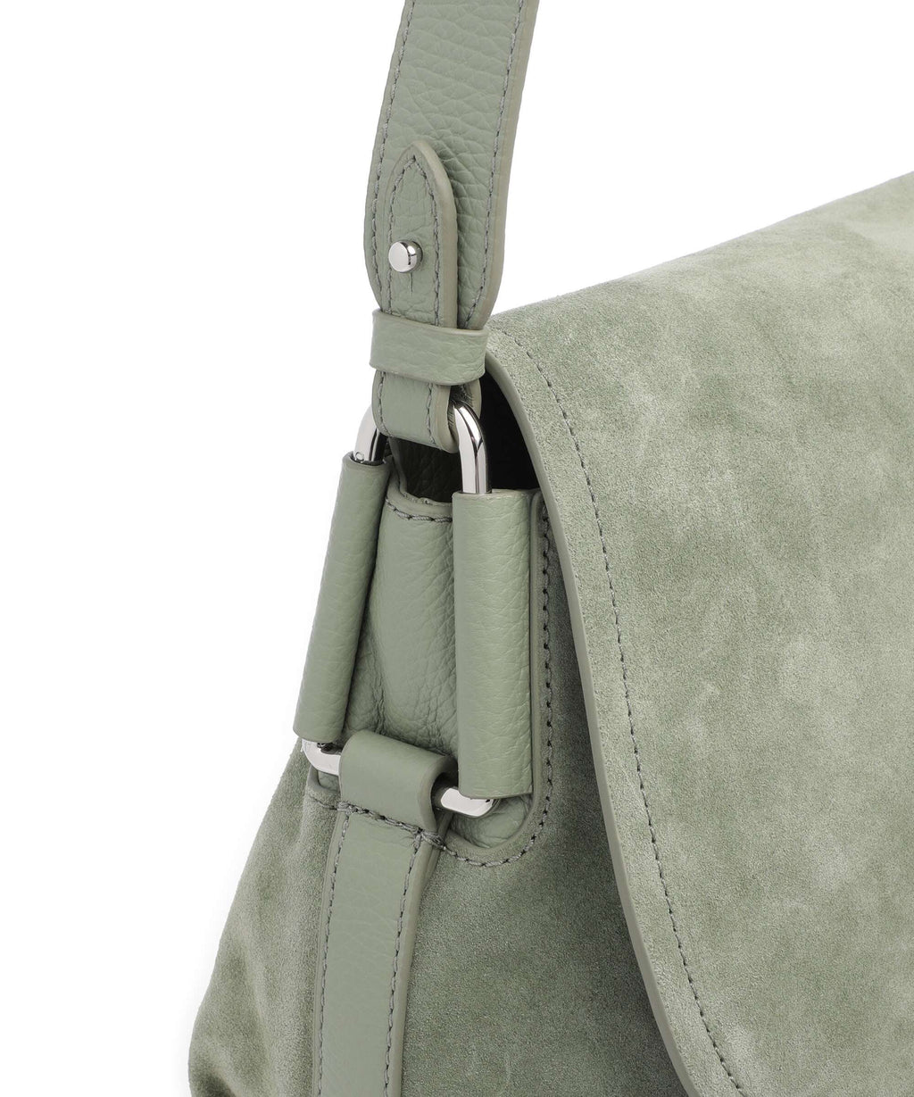Coccinelle Rebekka Suede Shoulder bag greenery