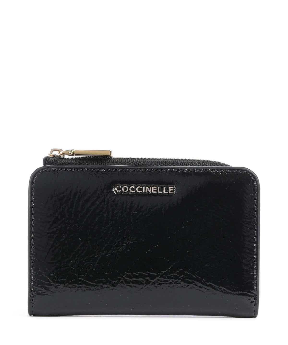 Coccinelle Metallic Shiny Wrinkled Wallet noir