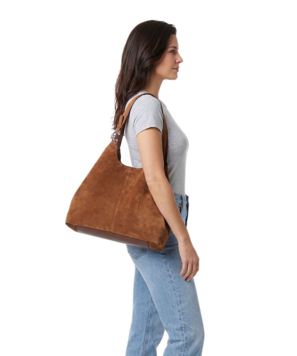 Coccinelle C-Easy Suede Hobo bag cognac